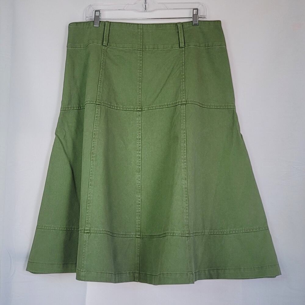 FREE ASSEMBLY Flared Skirt with Yoke Military Green w/Pockets Womens Size: 12 - Picture 2 of 15